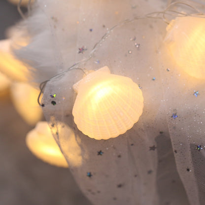 20 LEDs Teenage Style Warm Fairy Decorative Lamp for Christmas, Wedding, Bedroom, Shell Shape
