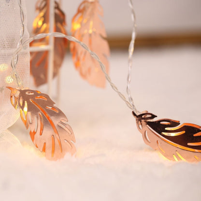 20 LEDs Teenage Style Warm Fairy Decorative Lamp for Christmas, Wedding, Bedroom, Gold Feather