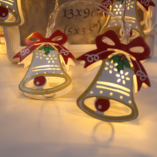 10 LEDs 2 x AA Batteries Box Powered Warm Fairy Decorative Lamp for Christmas, Party, Bedroom, 1.5m Painted Christmas Bell Warm White