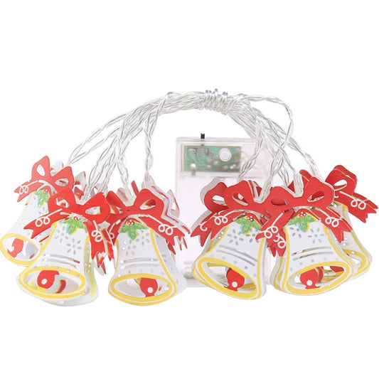 10 LEDs 2 x AA Batteries Box Powered Warm Fairy Decorative Lamp for Christmas, Party, Bedroom, 1.5m Painted Christmas Bell Warm White