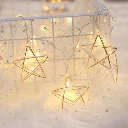 20 LEDs Teenage Style Warm Fairy Decorative Lamp for Christmas, Wedding, Bedroom, Iron Star