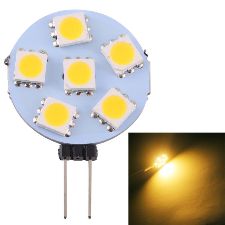 مصباح G4 6 مصابيح LED SMD 5050 72LM 2800-3200K مع خاصية التعتيم المستمر، قاعدة دبوس الإضاءة الموفرة للطاقة، تيار مستمر 12 فولت، G4 6 مصابيح LED SMD 5050 72LM، G4 6 مصابيح LED SMD 5050 72LM