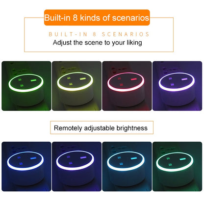 10A RGB Scene Light WiFi Remote Control Smart Socket Works with Alexa & Google Home, AC 220-240V, UK Plug, XS-SSC03