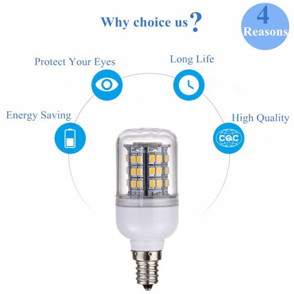 48 مصباح LED SMD 2835، تيار متردد 220 فولت، لون أبيض دافئ E12