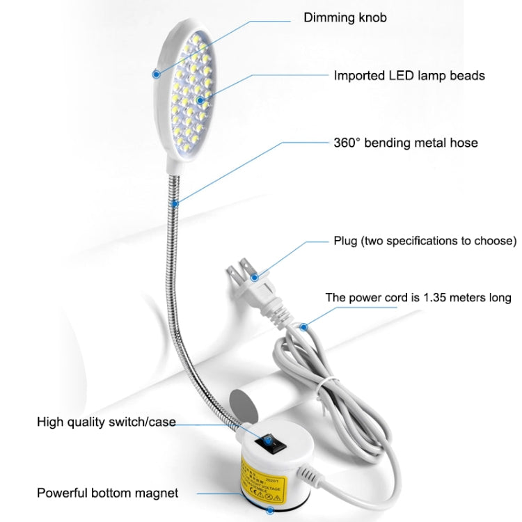 LED Sewing Machine Lamp Dimmable Magnet Working Energy-saving Lamp 22 Lamp Beads, 22 Beads