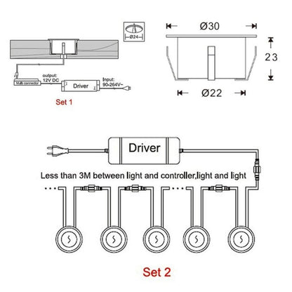 SMD 2835 500-600LM 4000-4500K Deck Light Buried Lamps LED Floor Light Wall Spotlight, Cutout Size: 30x22mm