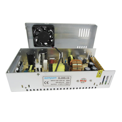 SOMPOM S-360-12 360 واط 12 فولت 30 أمبير محرك قذيفة حديدية شريط إضاءة LED مزود طاقة شاشة الإضاءة، 360 واط 30 أمبير