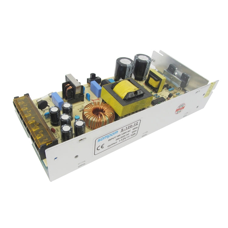 SOMPOM S-120-12 120 واط 12 فولت 10 أمبير محرك قذيفة حديدية شريط إضاءة LED مزود طاقة مراقبة الإضاءة، 120 واط 10 أمبير