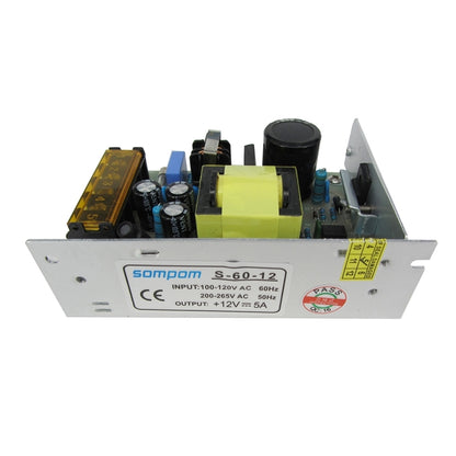 SOMPOM S-60-12 60 واط 12 فولت 5 أمبير محرك قذيفة حديدية شريط إضاءة LED مزود طاقة مراقبة الإضاءة، 60 واط 5 أمبير