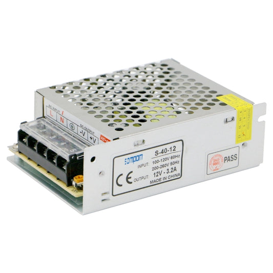 SOMPOM S-40-12 40 واط 12 فولت 3.2 أمبير محرك قذيفة حديدية شريط إضاءة LED مزود طاقة شاشة الإضاءة، 40 واط 3.2 أمبير