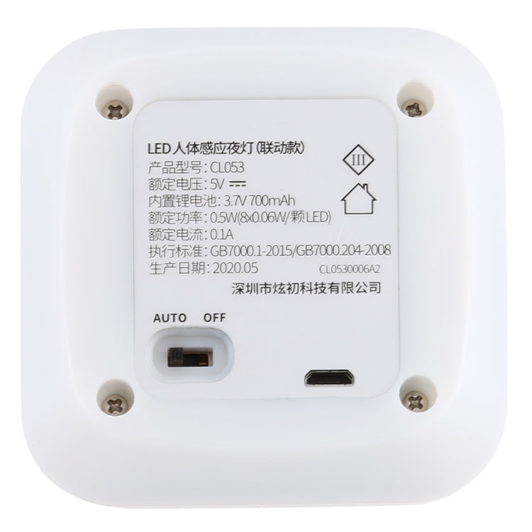 CL053 LED Square Human Body Sensor Light, Style: Linkage, Style: Linkage