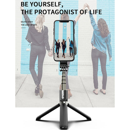 L03 Aluminum Alloy Foldable Bluetooth Tripod Selfie Stick, L03 Black