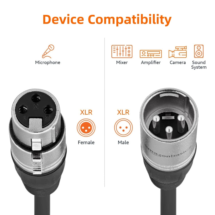 كابل ميكروفون XLR ذكر إلى XLR أنثى ثلاثي السنون بطول 5 أمتار، الطول: 5 أمتار