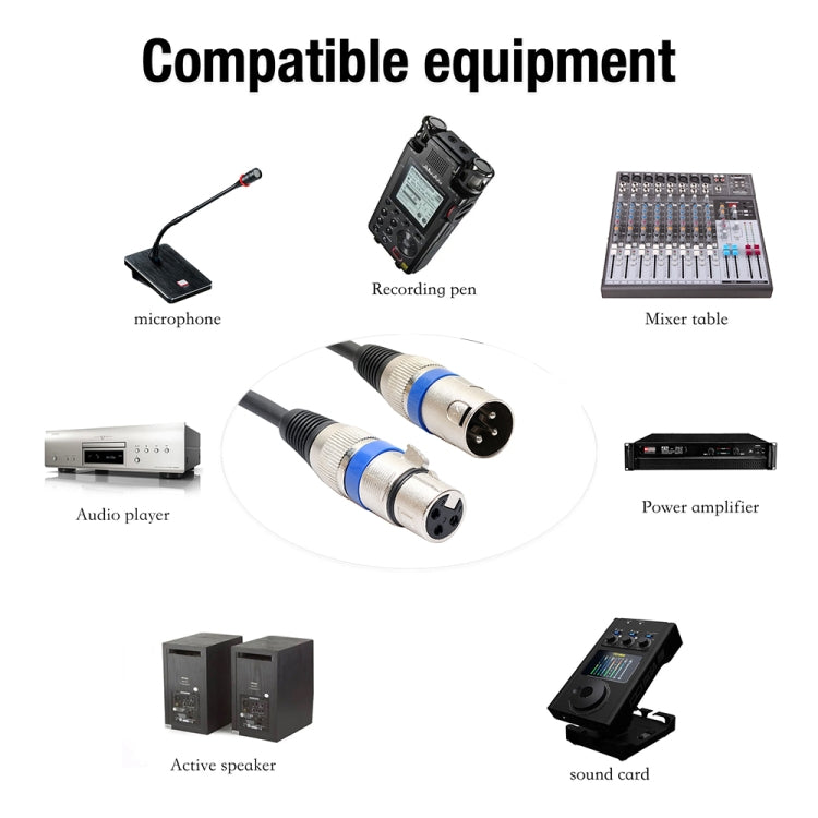 1.8m 3-Pin XLR Male to XLR Female MIC Shielded Cable Microphone Audio Cord, Length: 1.8m (Blue)