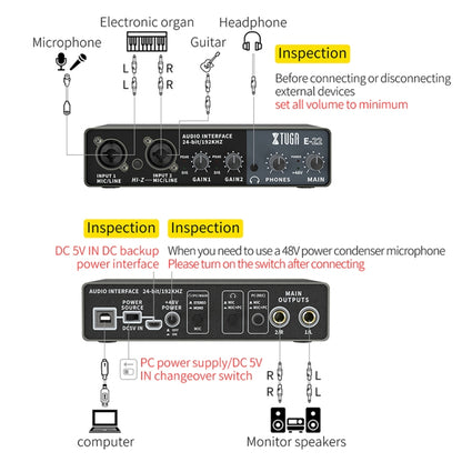 XTUGA E22 Audio Interface Professional Sound Card