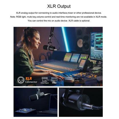 FEELWORLD PM1-AS XLR/USB Dynamic Microphone for Podcasting Recording Gaming Live Streaming with Boom Arm