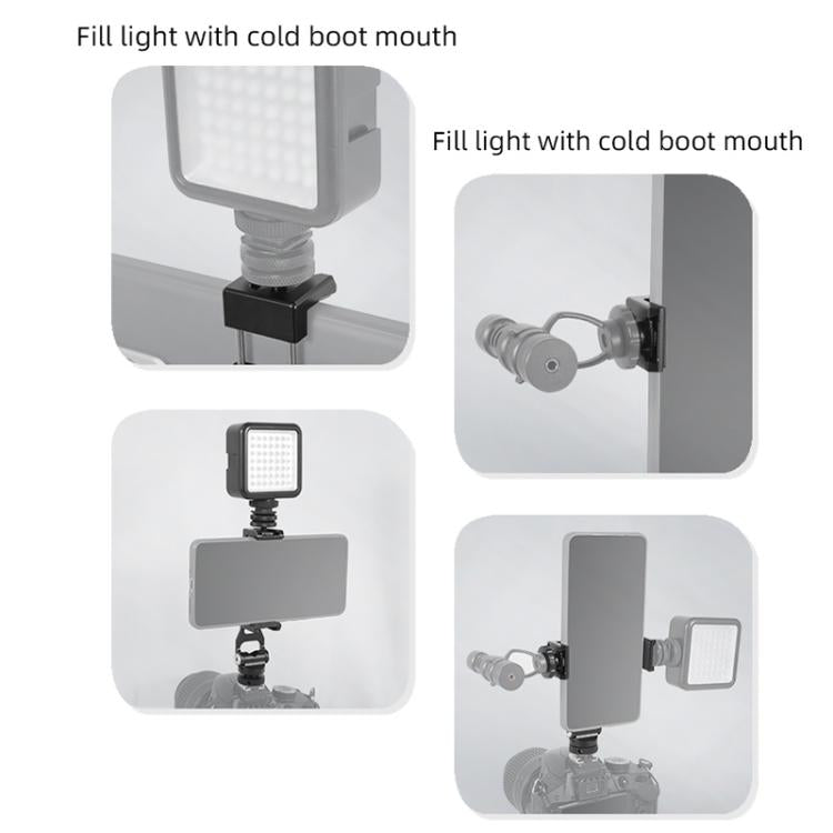 BEXIN PH-01 Desktop Live Broadcast Bracket 360 Phone Clamp Dual Cold Shoes Mount