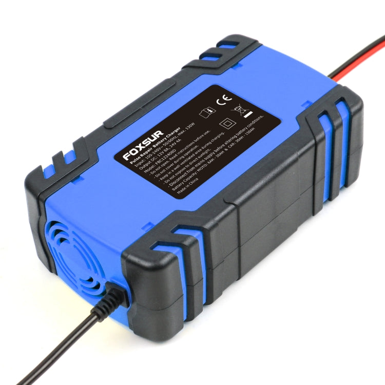 FOXSUR 12V-24V Car Motorcycle Truck Repair Battery Charger AGM Charger, US Plug (Blue), US Plug Blue
