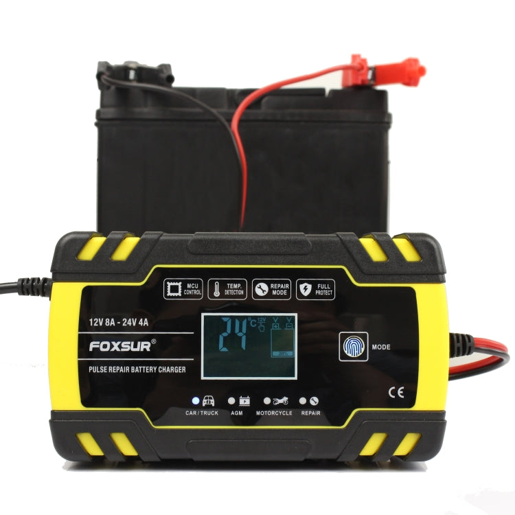 FOXSUR 12V-24V Car Motorcycle Truck Repair Battery Charger AGM Charger, EU Plug, UK Plug, US Plug, EU Plug