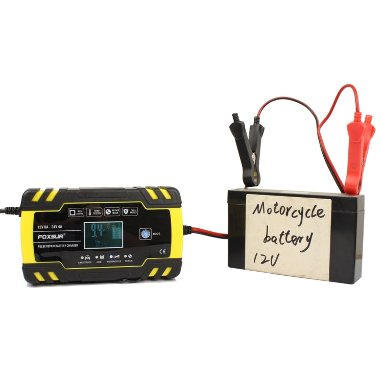 FOXSUR 12V-24V Car Motorcycle Truck Repair Battery Charger AGM Charger, EU Plug, UK Plug, US Plug, EU Plug