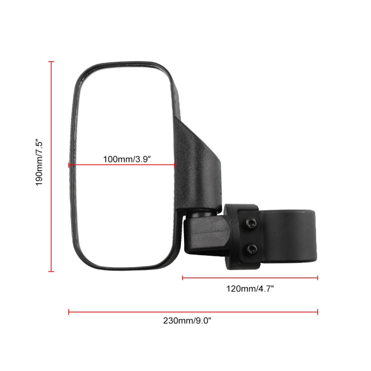 MB-MR016-BK 2 PCS Motorcycle UTV Modified Side View Mirrors for UTV with 1.75 inch and 2 inch Roll Cage, MB-MR016-BK
