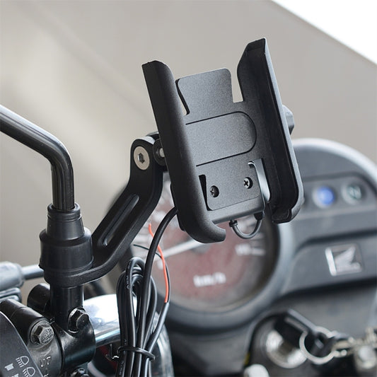CS-856D1 Motorcycle Rotatable Chargeable Aluminum Alloy Mobile Phone Holder, Mirror Holder Version, Mirror Holder Version