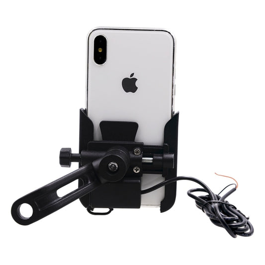 CS-856D1 Motorcycle Rotatable Chargeable Aluminum Alloy Mobile Phone Holder, Mirror Holder Version, Mirror Holder Version