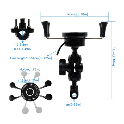 CS-878A1 Multi-function Motorcycle Wireless Wired Aluminum Alloy Mobile Phone Holder Charger, CS-878A1