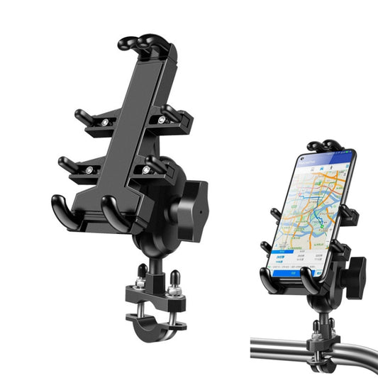 U-shaped Bolt Ball-Head Motorcycle Handlebar Multi-function Eight-jaw Aluminum Phone Navigation Holder Bracket, Width of Phone: 6.5-10.2cm &#160;, U-shaped Bolt