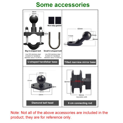 U-shaped Bolt Ball-Head Motorcycle Handlebar Multi-function Eight-jaw Aluminum Phone Navigation Holder Bracket, Width of Phone: 6.5-10.2cm &#160;, U-shaped Bolt