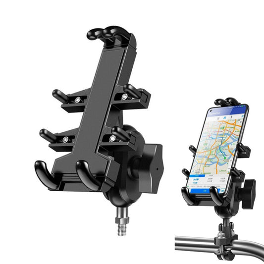 M10 Bolt Ball-Head Motorcycle Multi-function Eight-jaw Aluminum Phone Navigation Holder Bracket, M10 Bolt