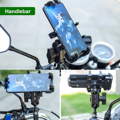 U-shaped Bolt Ball-Head Motorcycle Handlebar Multi-function Eight-jaw Aluminum Phone Navigation Holder Bracket with Anti-theft Knobs, U-shaped Bolt+Anti-theft Knobs