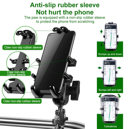 U-shaped Bolt Ball-Head Motorcycle Handlebar Multi-function Eight-jaw Aluminum Phone Navigation Holder Bracket with Anti-theft Knobs, U-shaped Bolt+Anti-theft Knobs