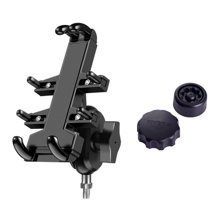 M10 Bolt Ball-Head Motorcycle Multi-function Eight-jaw Aluminum Phone Navigation Holder Bracket with Anti-theft Knobs, M10 Bolt+Anti-theft Knobs