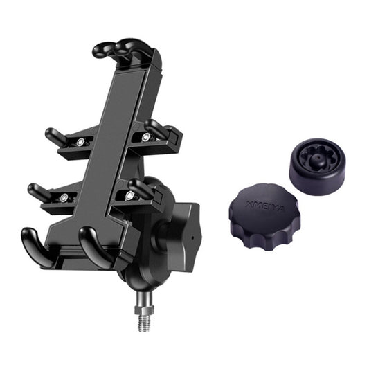 M10 Bolt Ball-Head Motorcycle Multi-function Eight-jaw Aluminum Phone Navigation Holder Bracket with Anti-theft Knobs, M10 Bolt+Anti-theft Knobs