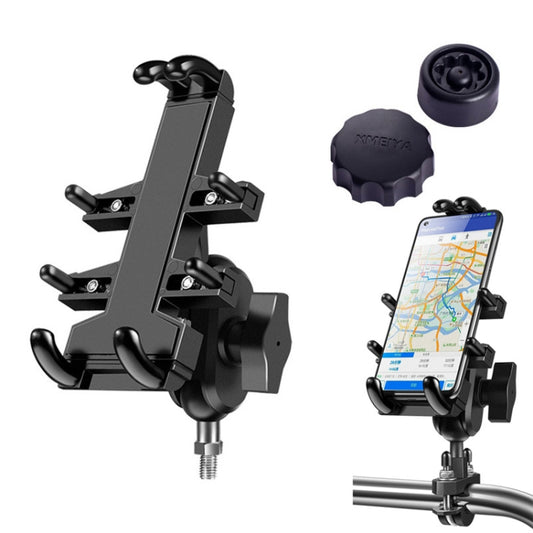 M10 Bolt Ball-Head Motorcycle Multi-function Eight-jaw Aluminum Phone Navigation Holder Bracket with Anti-theft Knobs, M10 Bolt+Anti-theft Knobs