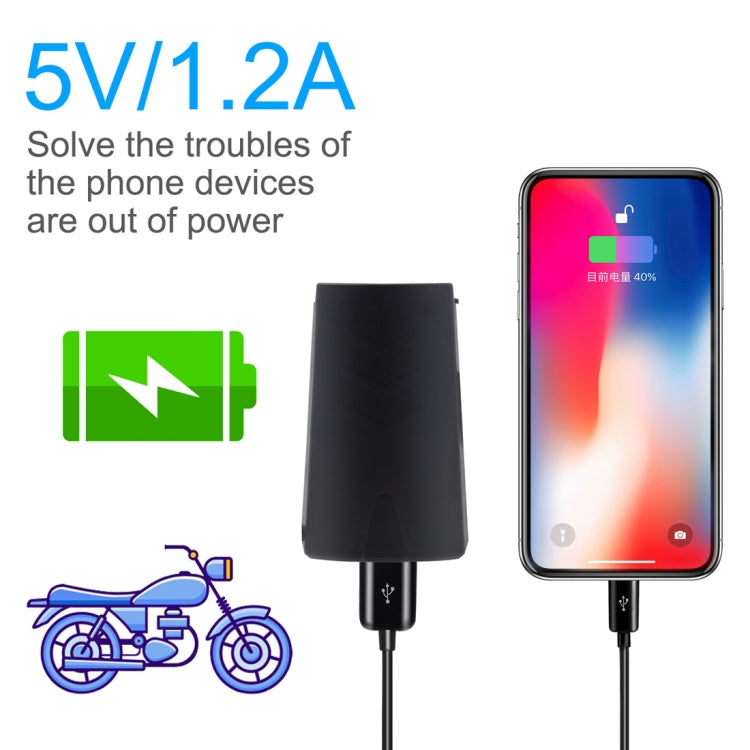 Motorcycle Waterproof DC 8-32V 5V / 1.2A Rearview Mirror USB Phone Charger Adapter, with Indicator Light, 1 USB Port