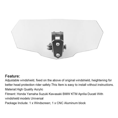 MB-WE024 Universal Motorcycle Modified Acrylic Heightened Windshield, MB-WE024(Black), MB-WE024(Grey), MB-WE024(White)
