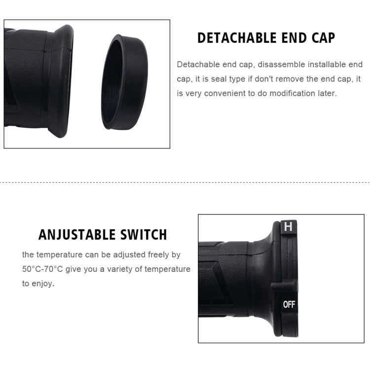 WUPP CS-095D1 Motorcycle Modified Adjustable Temperature Silicone Universal Electric Heating Hand Cover Heated Grip Handlebar, CS-095D1
