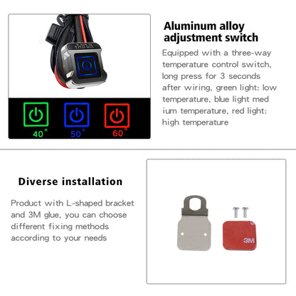 WUPP ZH-983C1 Motorcycle Modified Intelligent Electric Heating Hand Cover Heated Grip Handlebar with Three Gear Temperature Control, ZH-983C1