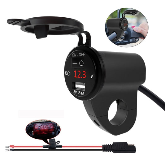ZH-975A1 Motorcycle Aluminum Alloy Waterproof Mobile Phone Single USB Charger with Red Voltmeter, ZH-975B1, ZH-975A1