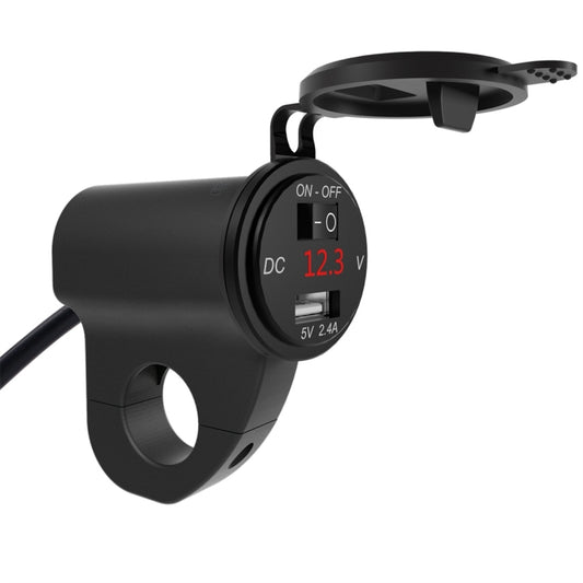ZH-975A1 Motorcycle Aluminum Alloy Waterproof Mobile Phone Single USB Charger with Red Voltmeter, ZH-975B1, ZH-975A1