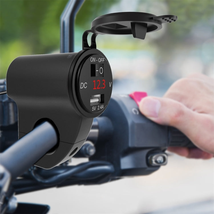 ZH-975A1 Motorcycle Aluminum Alloy Waterproof Mobile Phone Single USB Charger with Red Voltmeter, ZH-975B1, ZH-975A1