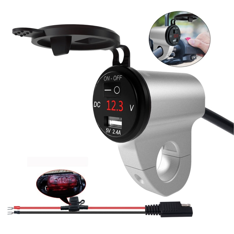 ZH-975A1 Motorcycle Aluminum Alloy Waterproof Mobile Phone Single USB Charger with Red Voltmeter, ZH-975B1, ZH-975A1