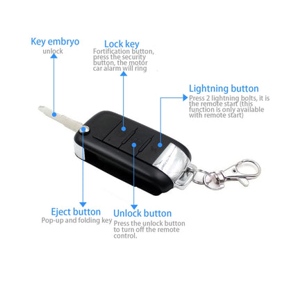 Motorcycle Smart Unidirectional Security Alarm System with Remote Control / Foldable Key, without Battery, Foldable Key