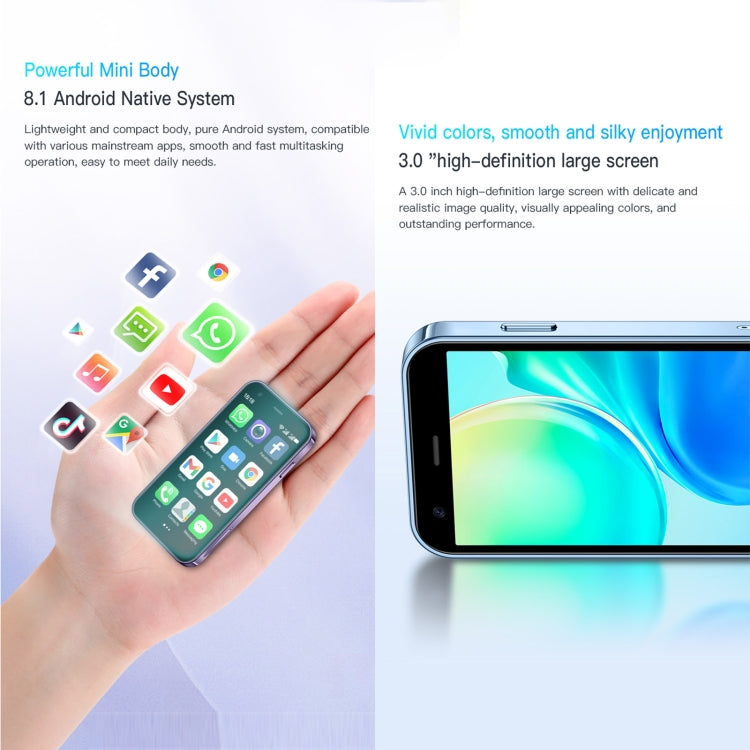 شاشة 3.0 بوصة تعمل بنظام Android 8.1 MTK6580 رباعي النواة حتى 1.3 جيجاهرتز، بلوتوث، واي فاي، نظام تحديد المواقع العالمي (GPS)، الشبكة: 3G، شريحتي اتصال، SOYES XS15