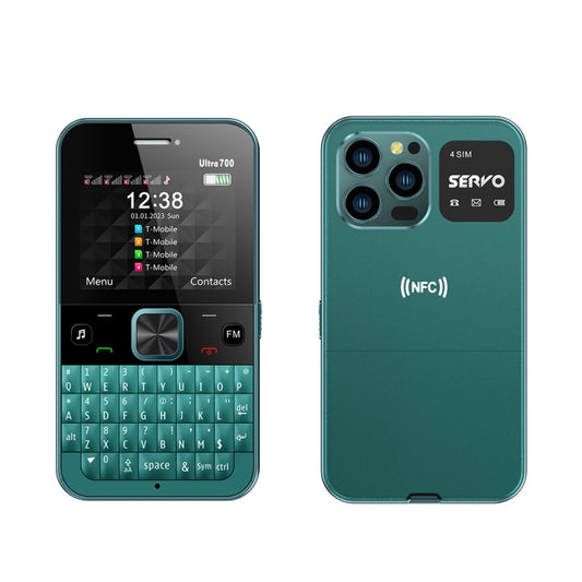 جهاز سيرفو U700، 2.4 بوصة، MTK6261D، 58 لوحة مفاتيح كاملة، يدعم البلوتوث، FM، NFC، الاتصال السريع، مصباح يدوي، GSM، رباعي الشريحة