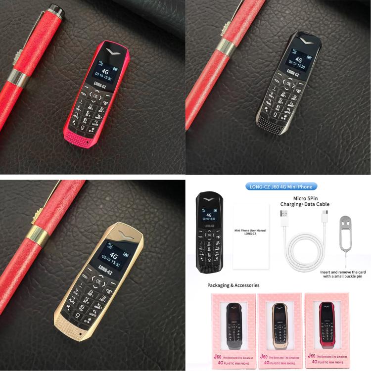 هاتف LONG-CZ S60 4G صغير، شاشة 1.77 بوصة Unisoc T107، مصباح LED، 21 مفتاحًا، شبكة 4G، شريحة SIM واحدة