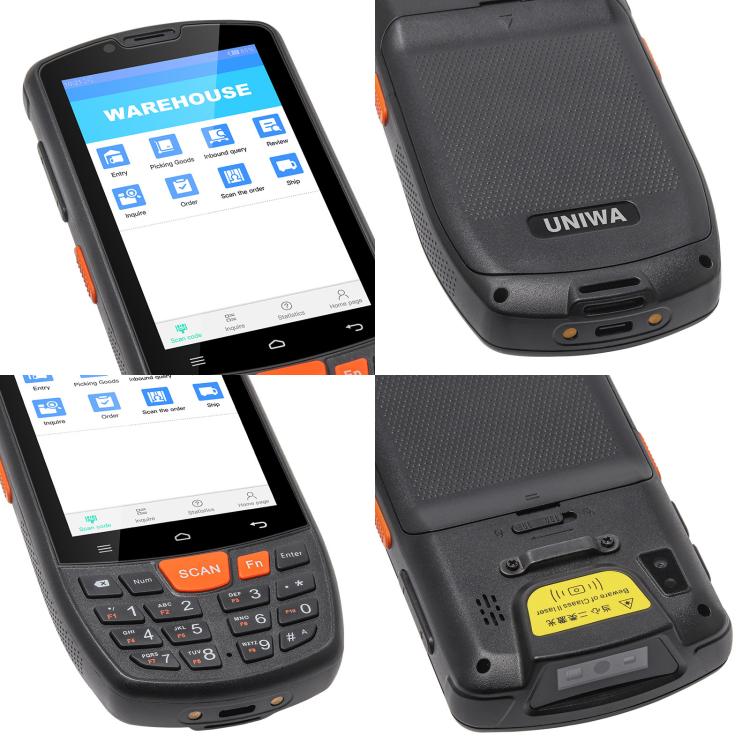 ماسح رمز الاستجابة السريعة UNIWA HS006 الصناعي، 3 جيجابايت + 32 جيجابايت، شاشة 4.0 بوصة، أندرويد 11، معالج MediaTek MT6762 ثماني النواة، NFC، شبكة: 4G، 3 جيجابايت + 32 جيجابايت
