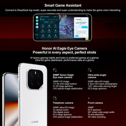 هاتف Honor GT Pro، 16 جيجابايت + 1 تيرابايت، مستشعر بصمة بالموجات فوق الصوتية، شاشة 6.78 بوصة، نظام التشغيل MagicOS 9.0 / أندرويد 15، معالج Snapdragon 8 Elite ثماني النواة، شبكة 5G، NFC، OTG، 16 جيجابايت + 1 تيرابايت